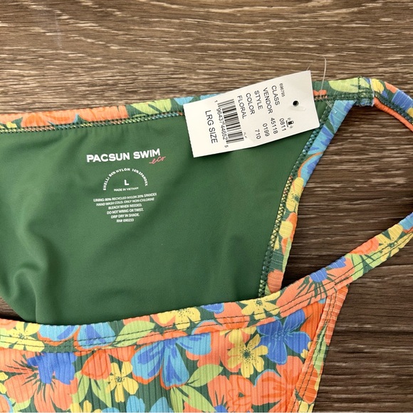 NWT PacSun Swim Floral Chloe Ribbed High Cut Bikini Set, Top Sz M & Bottom Sz L - Picture 7 of 10